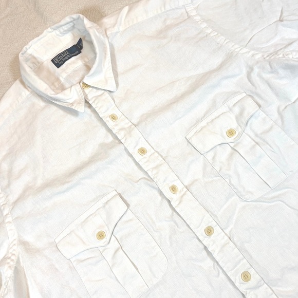 Polo by Ralph Lauren Other - Polo Ralph Lauren Linen Blend Mens Size 2XB White Button Up Shirt Work Shirt